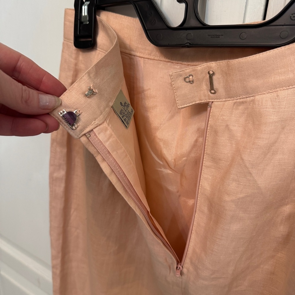 Liz Claiborne Vintage Blush Pencil Skirt 100% Linen. Size 8. Lined. Coquette - Picture 4 of 6